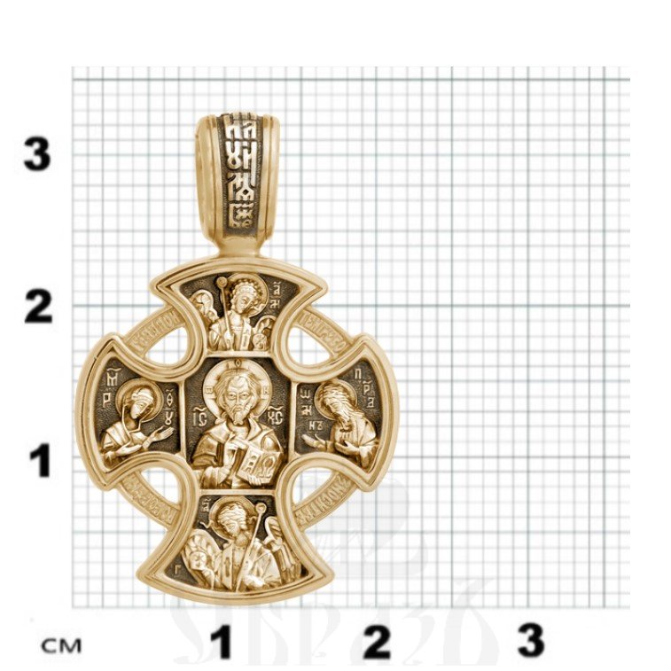крест «господь вседержитель. ангел хранитель», золото 585 проба желтое (арт. 201.028)