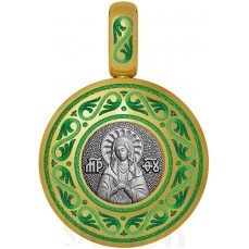 нательная икона божия матерь умиление дивееская, серебро 925 проба с золочением и эмалью (арт. 01.115)