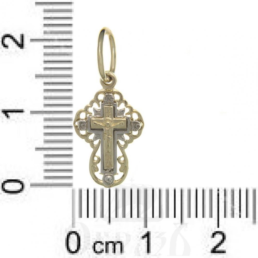 золотой крест с молитвой "спаси и сохрани", 585 проба желтого и белого цвета (арт. п10088-з5жб)