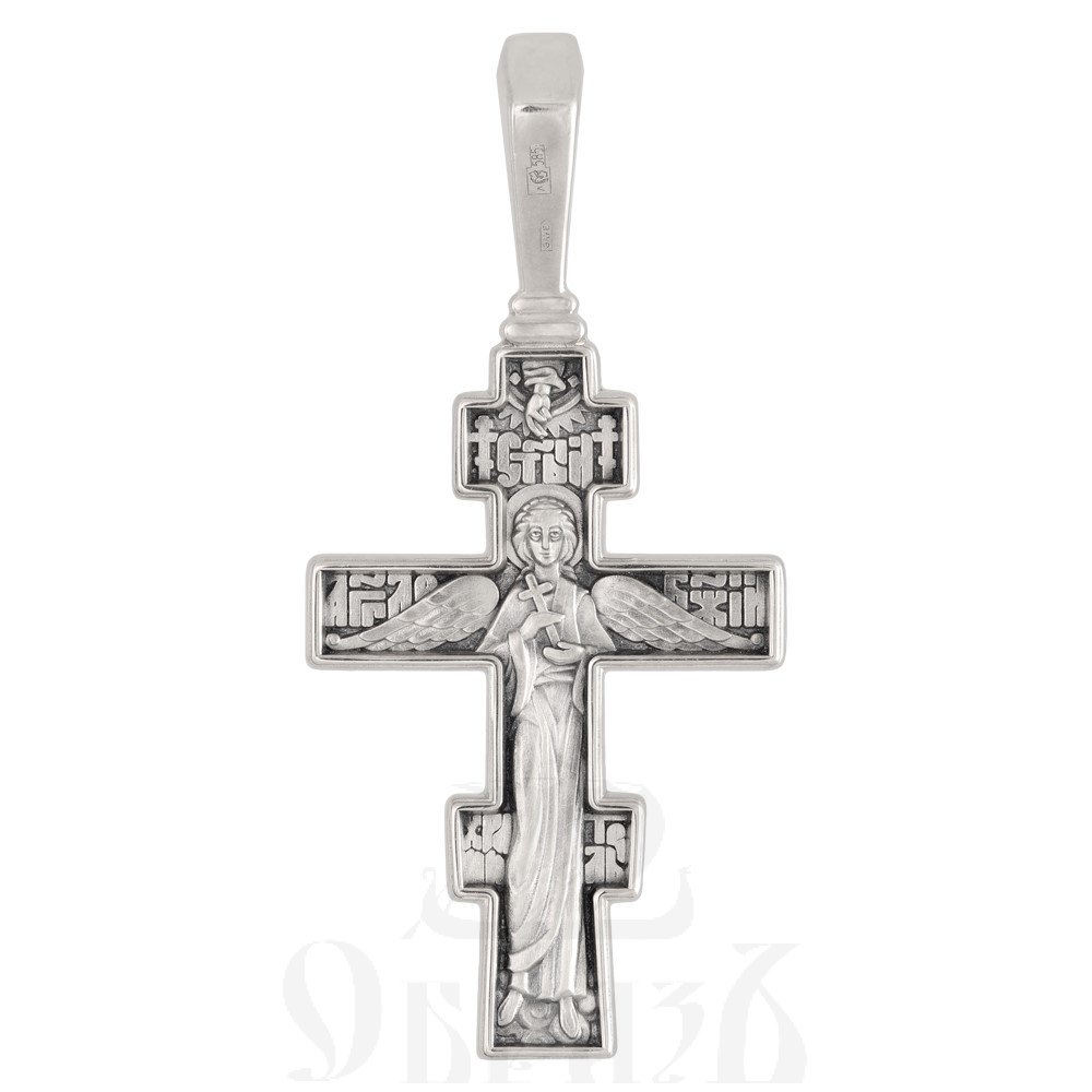 крест «распятие христово. ангел хранитель», золото 585 пробы белое (арт. 201.499-3)