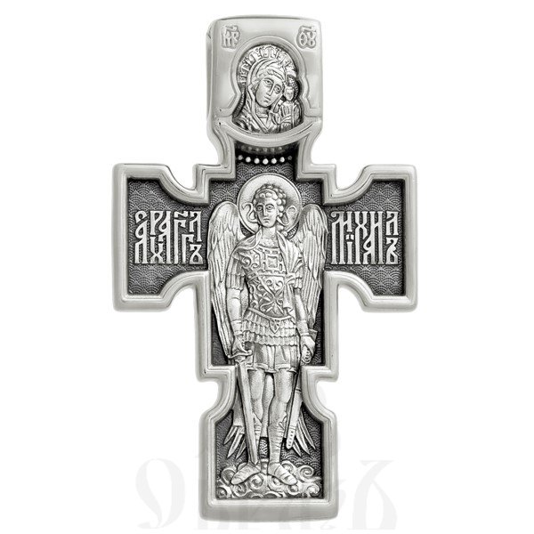 крест «распятие. архангел михаил. казанская икона божией матери», золото 585 проба белое (арт. 201.084-3)