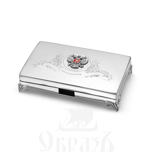 серебряная визитница «герб россии», серебро 925 пробы с эмалью (арт. 9308070