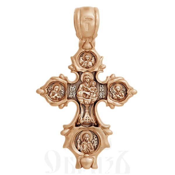 крест «распятие. икона божией матери «живоносный источник», золото 585 проба красное (арт. 201.249-1)