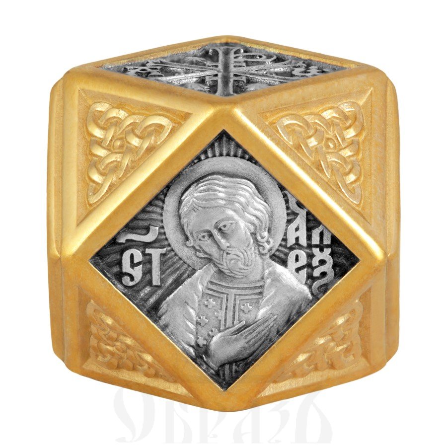бусина «святой благоверный великий князь александр невский. молитва», серебро 925 проба с золочением (арт. 114.108-чз)